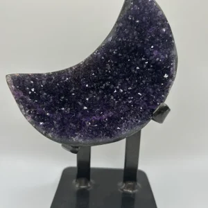 Medium Deep Purple Amethyst Stone-Moon on Stand